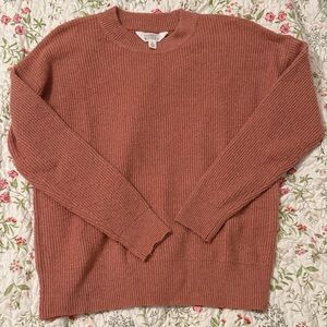 Market & Spruce Ribbed Crewneck Sweater in Dusty Rose